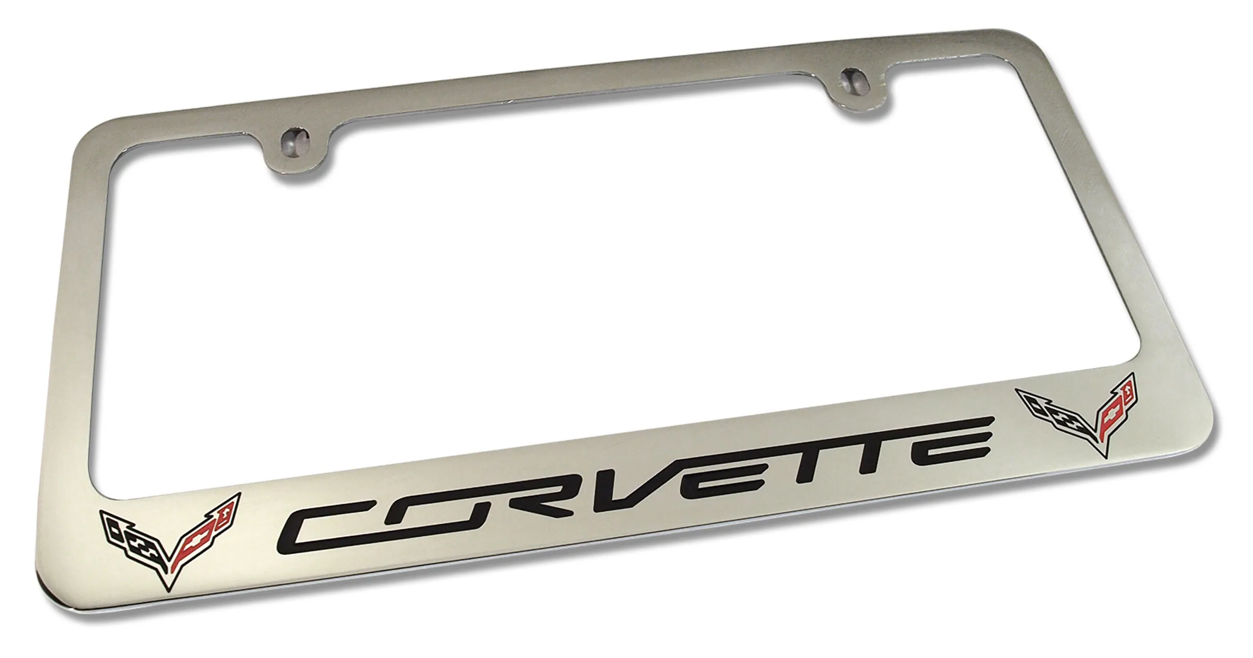 C7 2014-2019 Chevrolet Corvette License Frame - Chrome with C7 Logo - Auto Accessories of America