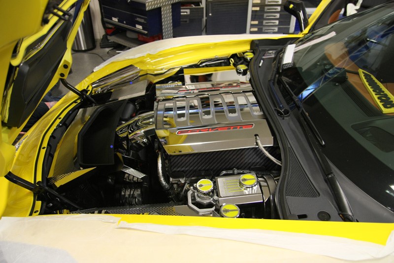 C7 2014-2019 Chevrolet Corvette Gloss Hydro Carbon Lower Fuel Rail Covers Dry Sump Version 2pc - American Car Craft