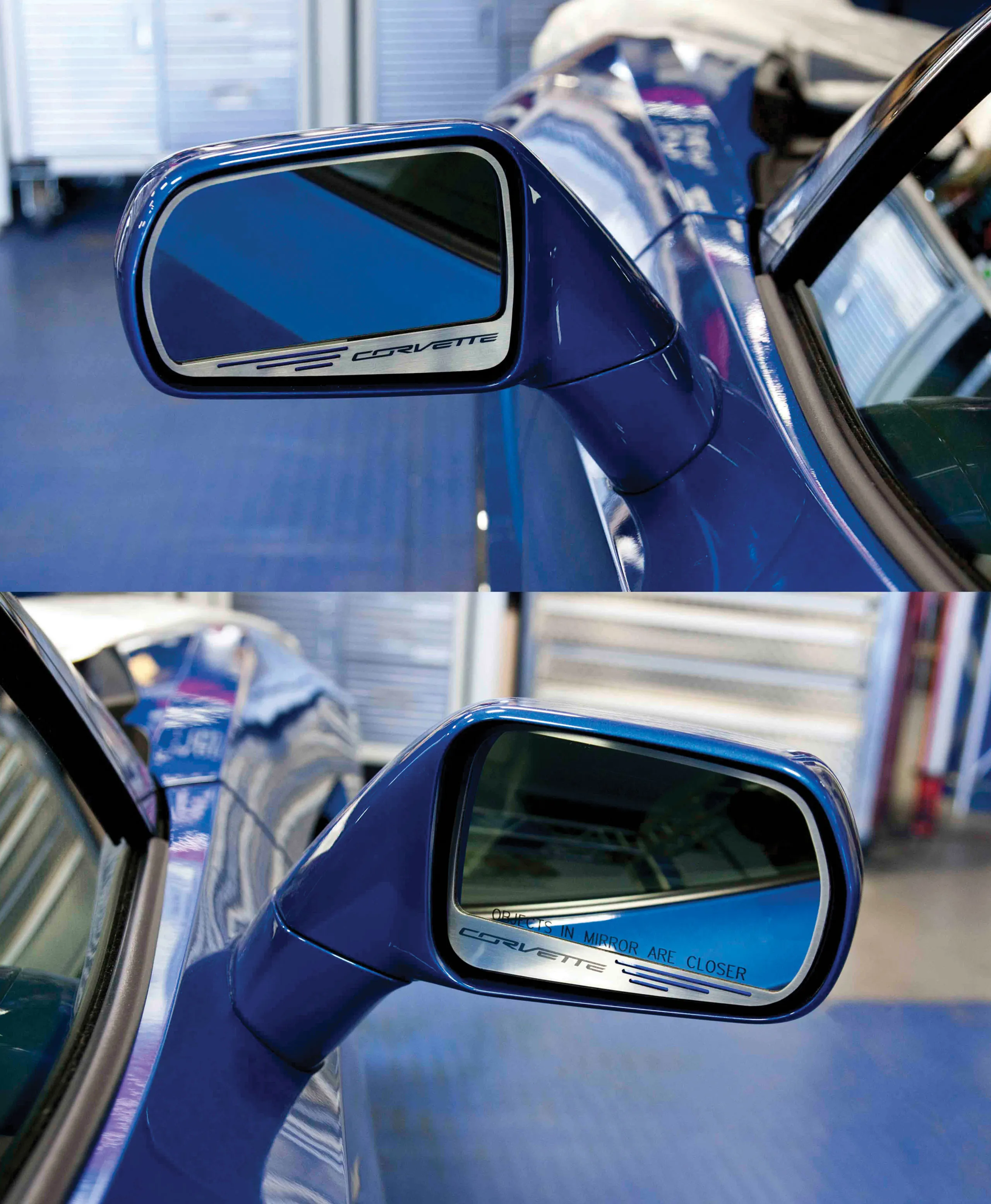 C7 2014-2019 Chevrolet Corvette Side View Mirror Trim W/Script - 2pc - Auto Dim - Choose Style & Color - American Car Craft