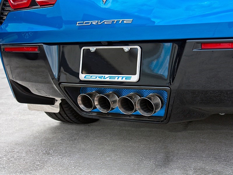 C7 2014-2019 Chevrolet Corvette Custom Painted Z06/ZR1/GS Perforated S/S Exhaust Filler Panel NPP - American Car Craft
