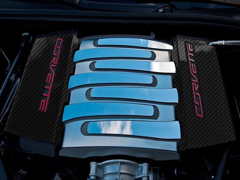 C7 2014-2019 Chevrolet Corvette Matte Hydro Carbon Z51 Fuel Rail Covers Factory Overlay 2pc - American Car Craft