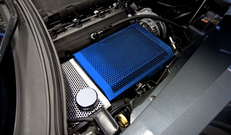 C7 2014-2019 Chevrolet Corvette Custom Painted Z06/Z51 Perforated S/S Fuse Box Cover - American Car Craft