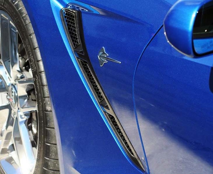 C7 2014-2019 Chevrolet Corvette Matte Hydro Carbon Front Side Vent Mesh Grille Overlay 6pc - American Car Craft