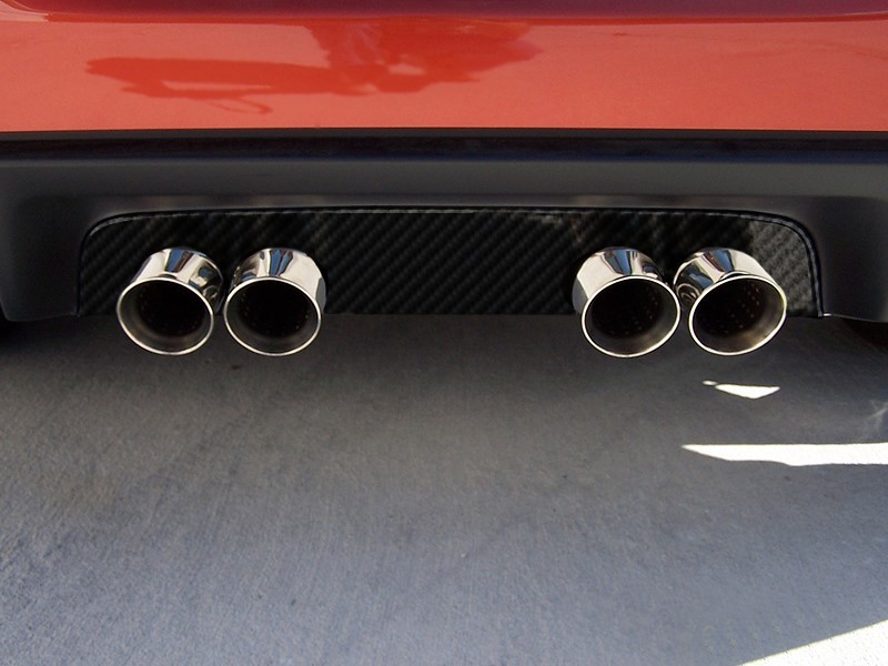 C6 2005-2013 Chevrolet Corvette Gloss Hydro Carbon Exhaust Filler Panel, Corsa 4.0 Quad Tips - American Car Craft