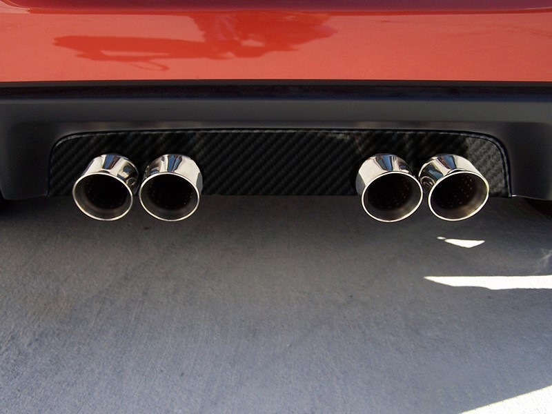 C6 2005-2013 Chevrolet Corvette Matte Hydro Carbon Exhaust Filler Panel, Corsa 4.0 Quad Tips - American Car Craft