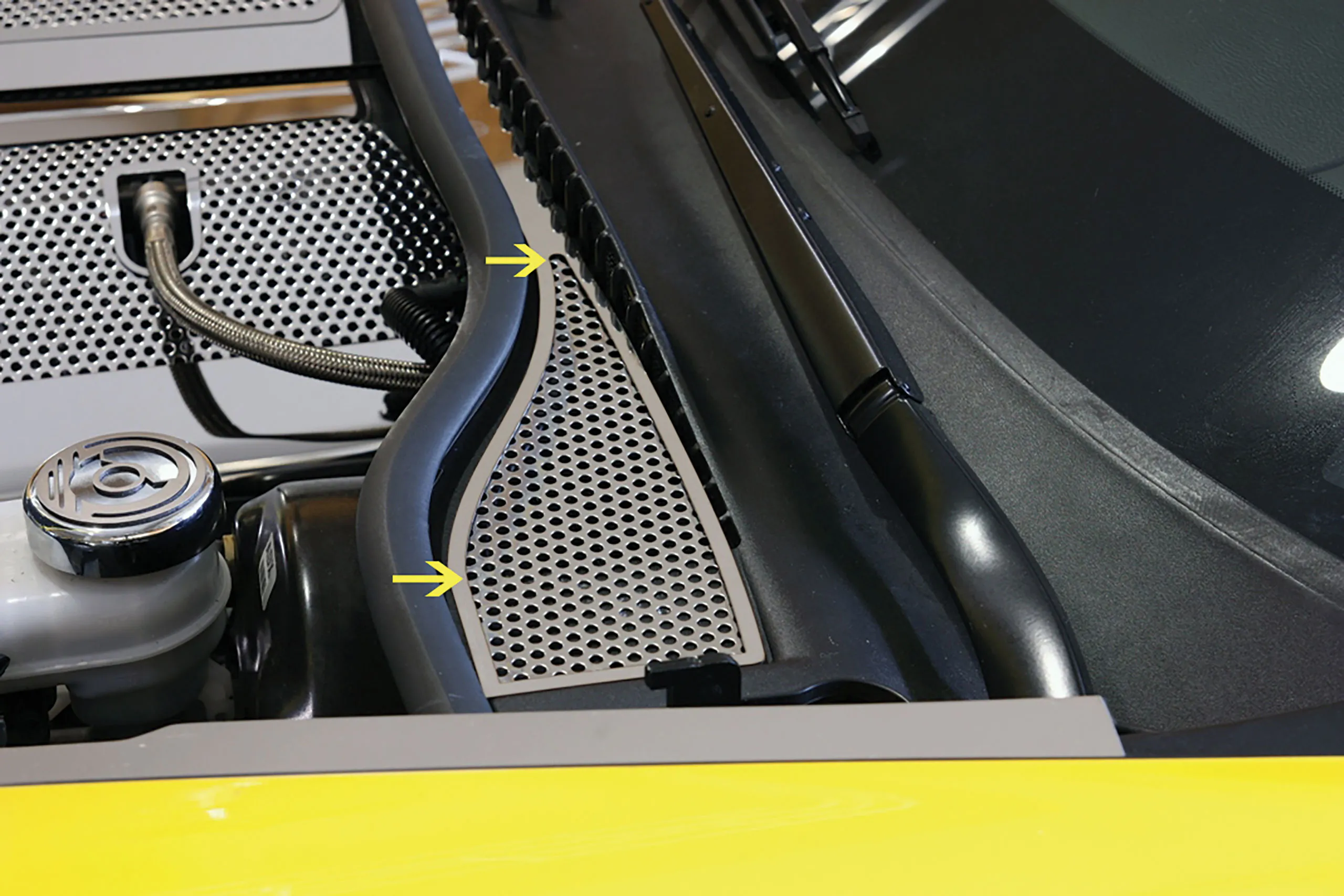 C6 2008-2013 Chevrolet Corvette GS Wiper Cowl Cover Perforated S/S Style 2pc - ACC-043058 - American Car Craft