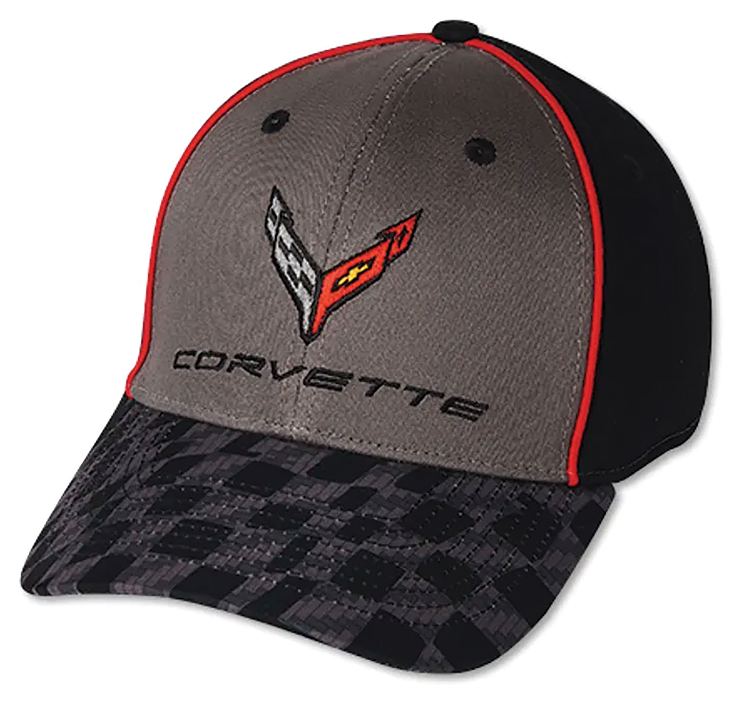C8 2020-2024 Chevrolet Corvette Carbon Flash Cap W/Checkered Flag Design on Bill, Velcro Closure, OSFM - Auto Accessories of America