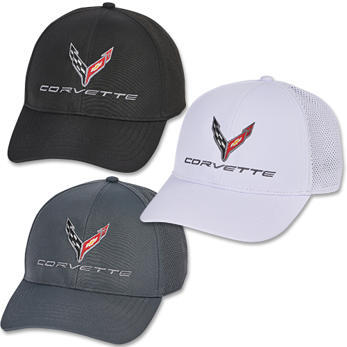 C8 2020-2024 Chevrolet Corvette Perforated Performance Cap W/Moisture Wicker Polyester, White, Osfm - Auto Accessories of America