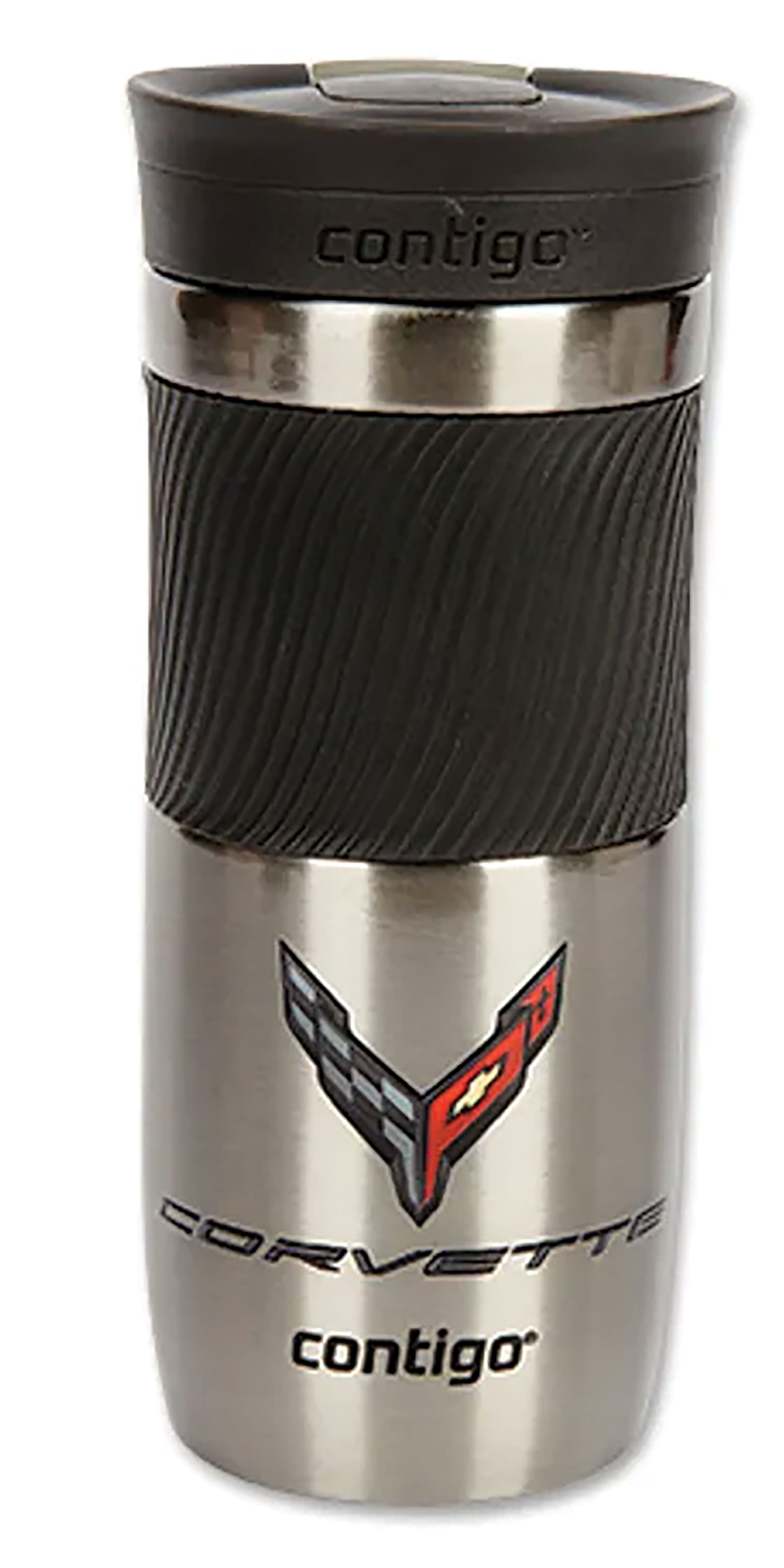 C8 2020-2026 Chevrolet Corvette Contigo Travel Tumbler insulated W/Threaded Lid And Silicone Grip, Graphite - Auto Accessories of America