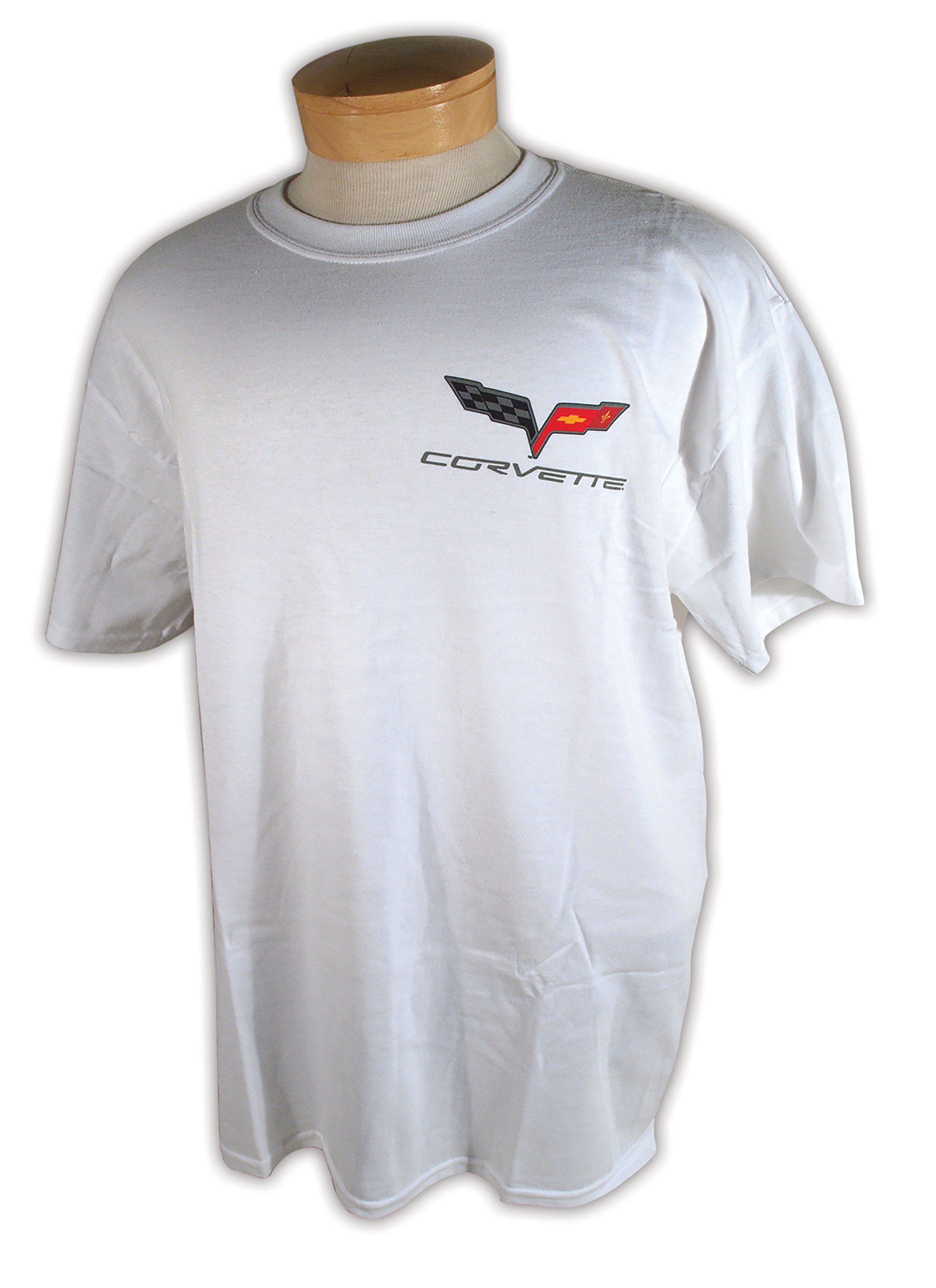 C6 2005-2013 Chevrolet Corvette T-Shirt C6 Logo Front & Back White Large - Auto Accessories of America