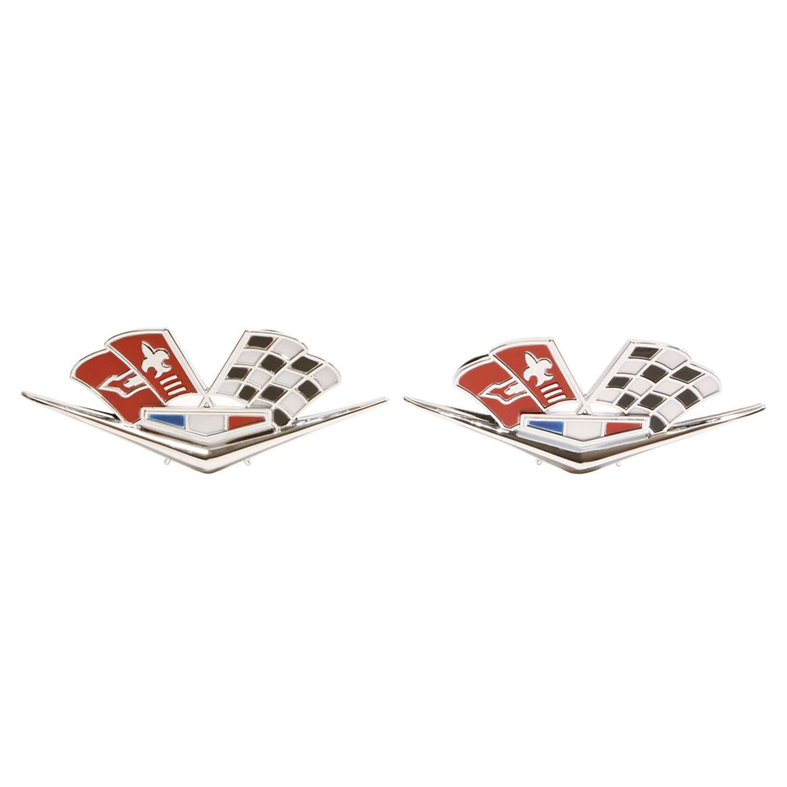 1962-1963 Chevrolet Corvette 327/409 X-Flag Front Fender Emblem W/Install Tape - Trim Parts