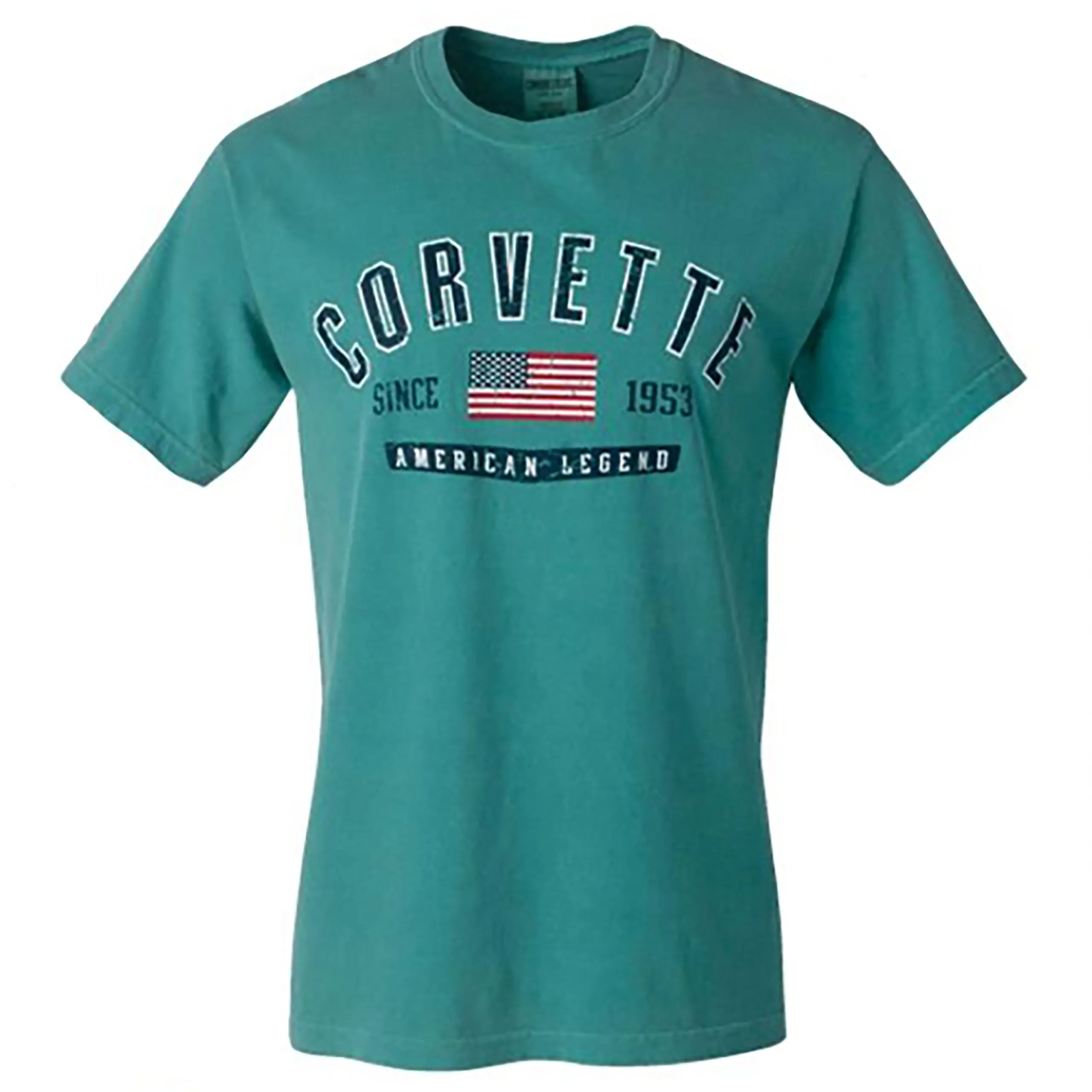 1953-2022 Chevrolet Corvette Soft Washed Distressed American Flag T-Shirt - Auto Accessories Of America