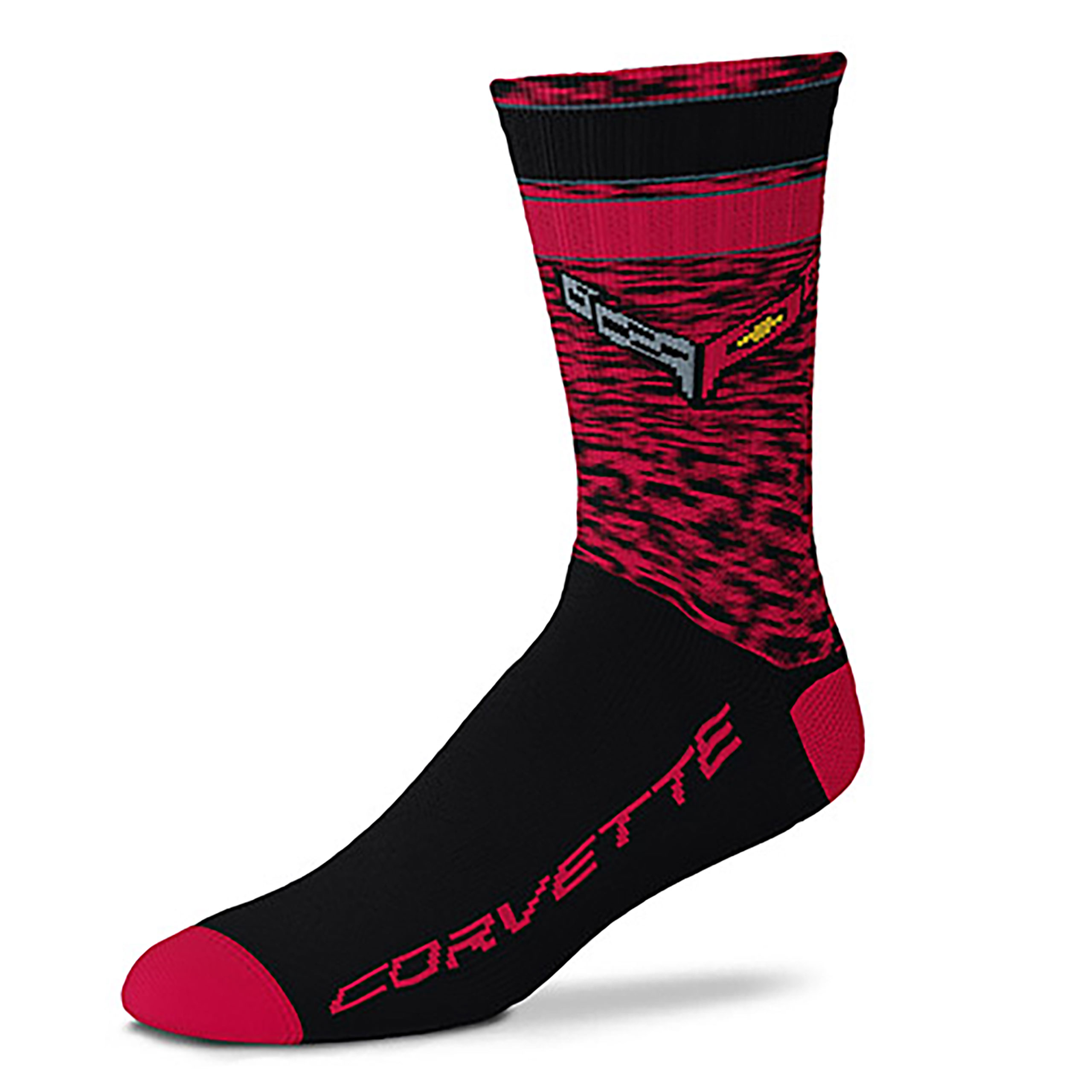 C8 2020-2024 Chevrolet Corvette Socks. C8 Heather Red Crew - Red - One Size Fits Most - Auto Accessories of America