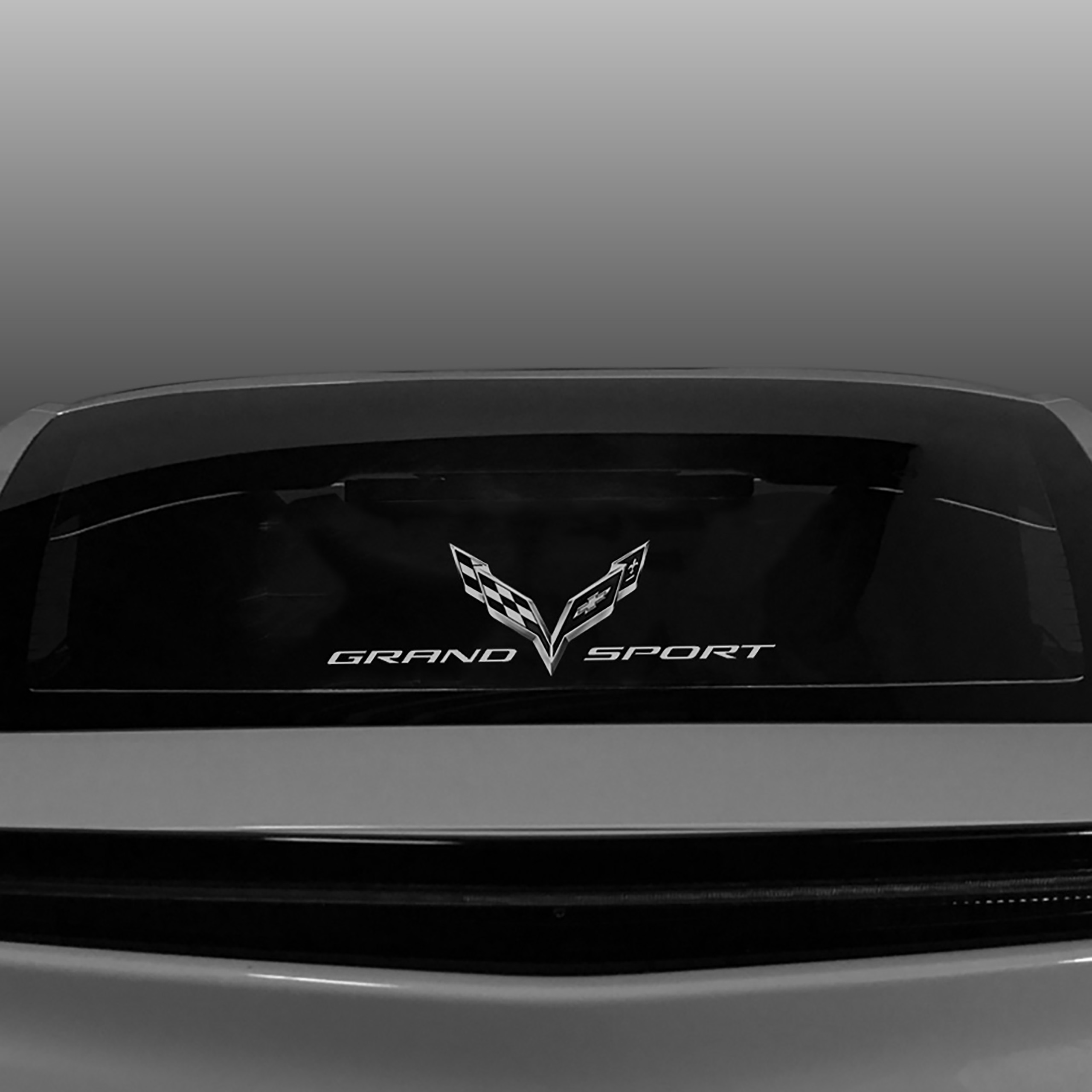 C7 2014-2019 Chevrolet Corvette Coupe Rear Window Glow Plate With Flag & GRAND SPORT Etching - Choice Of Illumination - WINDRESTRICTOR