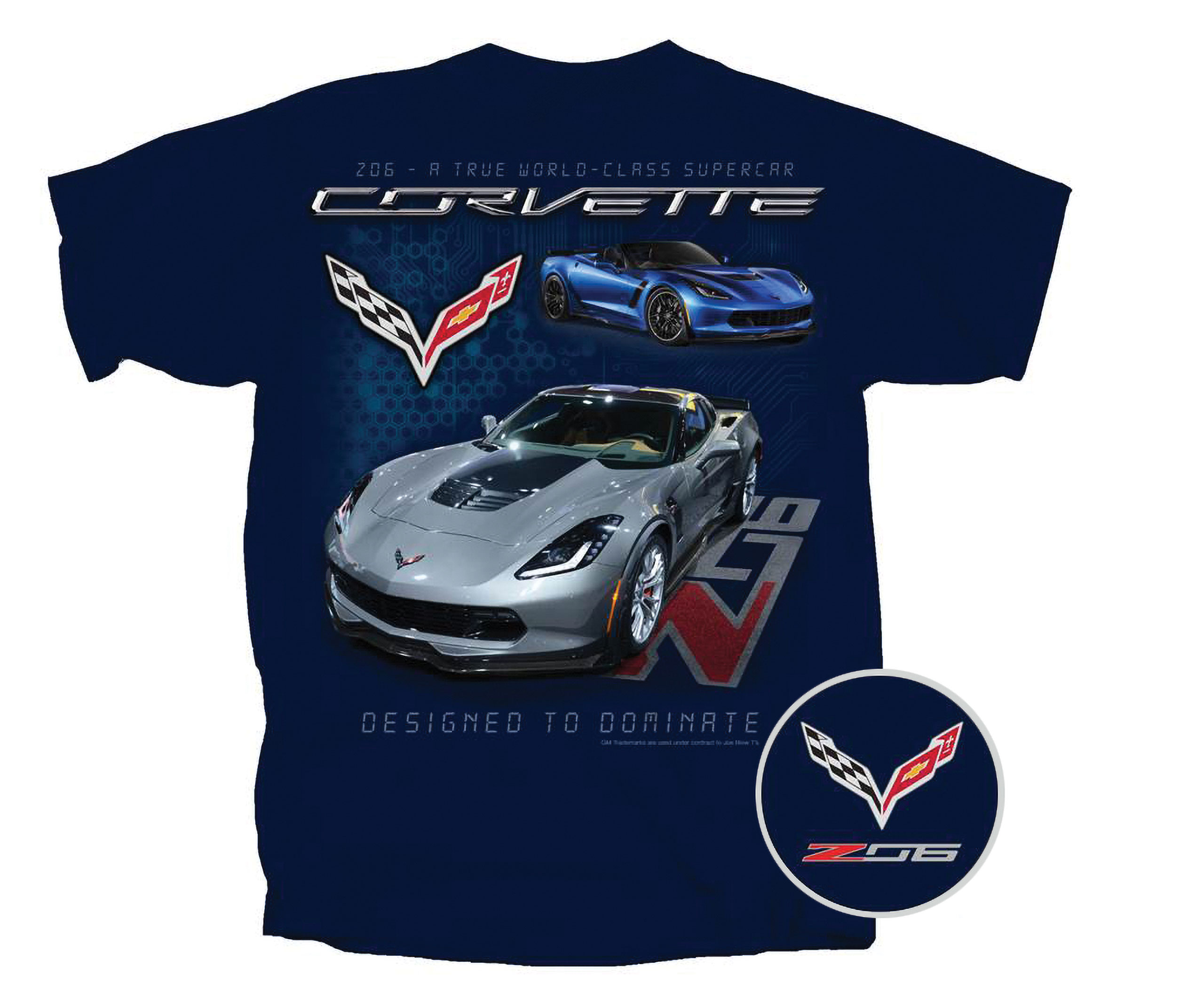 C7 2014-2019 Chevrolet Corvette T-Shirt - C7 Z06 W/Logo - Navy - 2XL - Auto Accessories of America