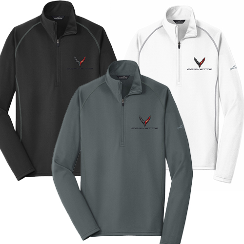 C8 2020-2024 Chevrolet Corvette Eddie Bauer 1/2 Zip Fleece Men's Pullover W/C8 Logos - Choose Color - Auto Accessories Of America