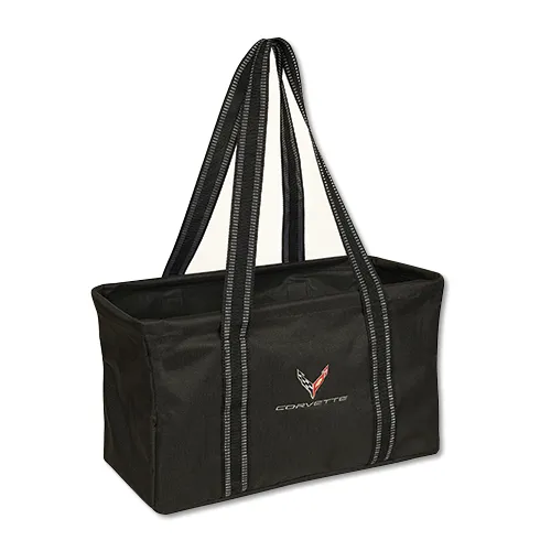 C8 2020-2026 Chevrolet Corvette Tote Bag W/C8 Logos - Black - Auto Accessories of America
