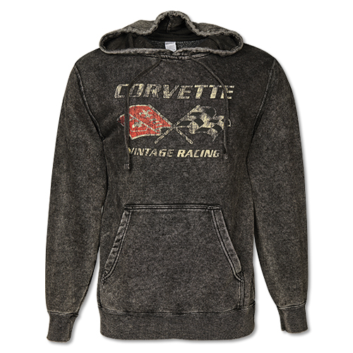 1953-1982 Chevrolet Corvette Stonewashed Hoodie W/Corvette Vintage Racing Logo - Auto Accessories Of America