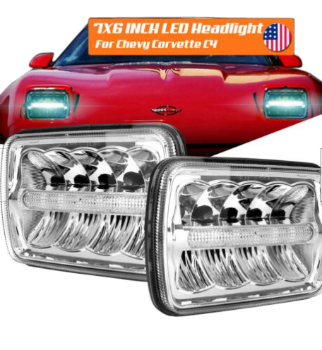 C4 1984-1996 Chevrolet Corvette Chrome Bar Led Projector Headlights 