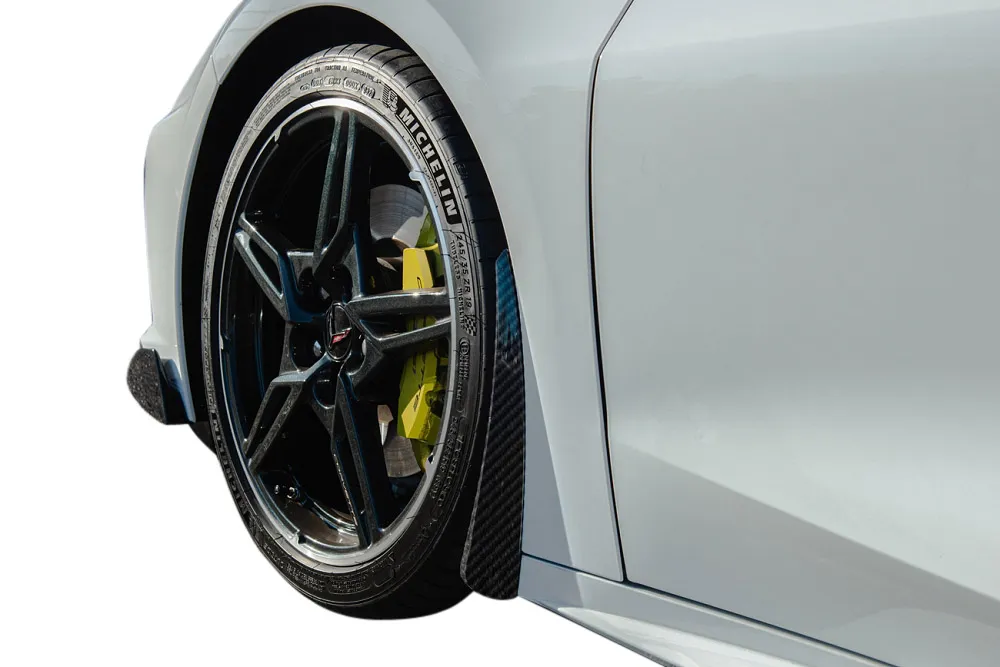 C8 2020-2024 Chevrolet Corvette Hydro Carbon Fiber Extended Splash Guard Set - Choose Finish - CA