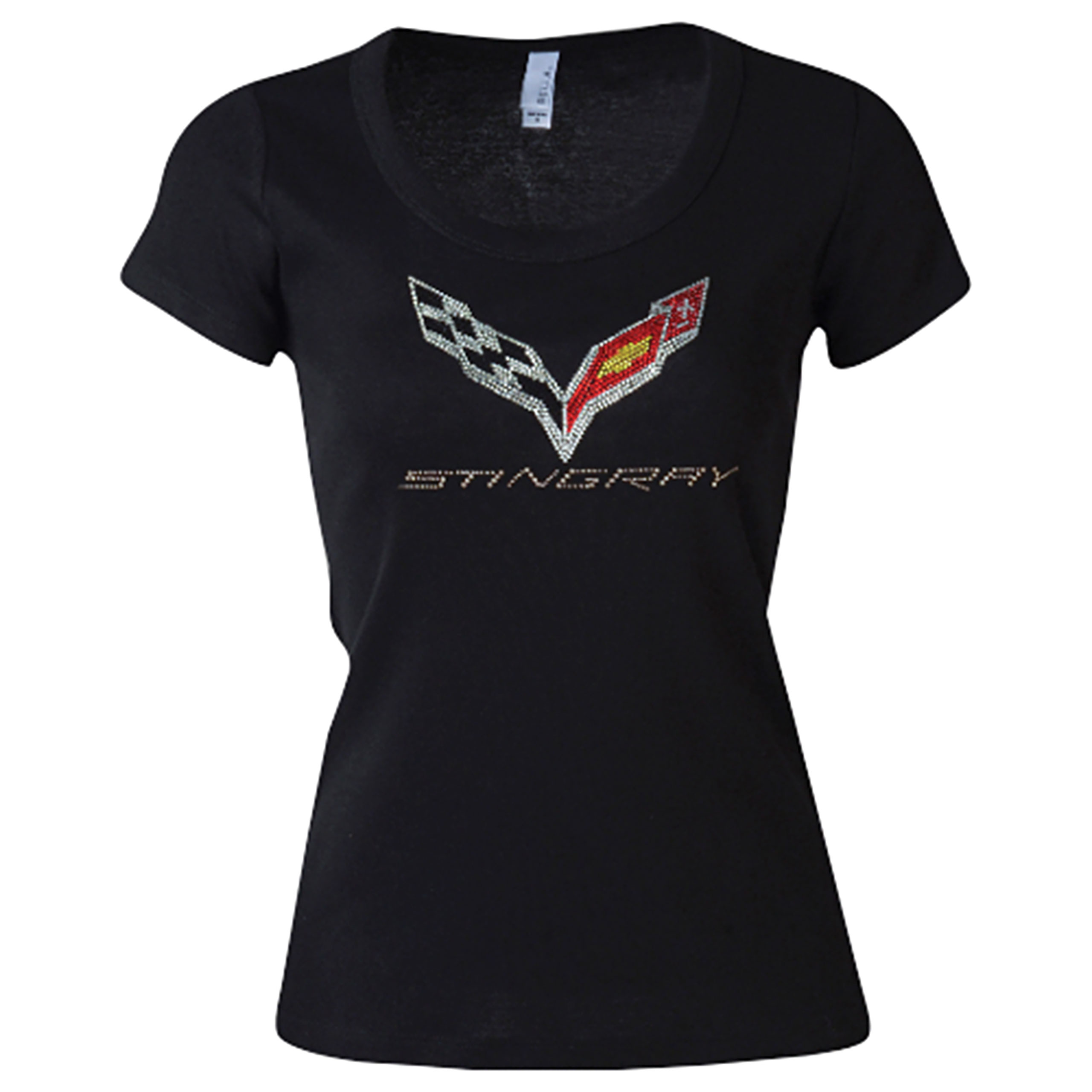 C7 2014-2019 Chevrolet Corvette Ladies T-Shirt - Black C7 Scoop Neck Rhinestone - Medium - Auto Accessories of America