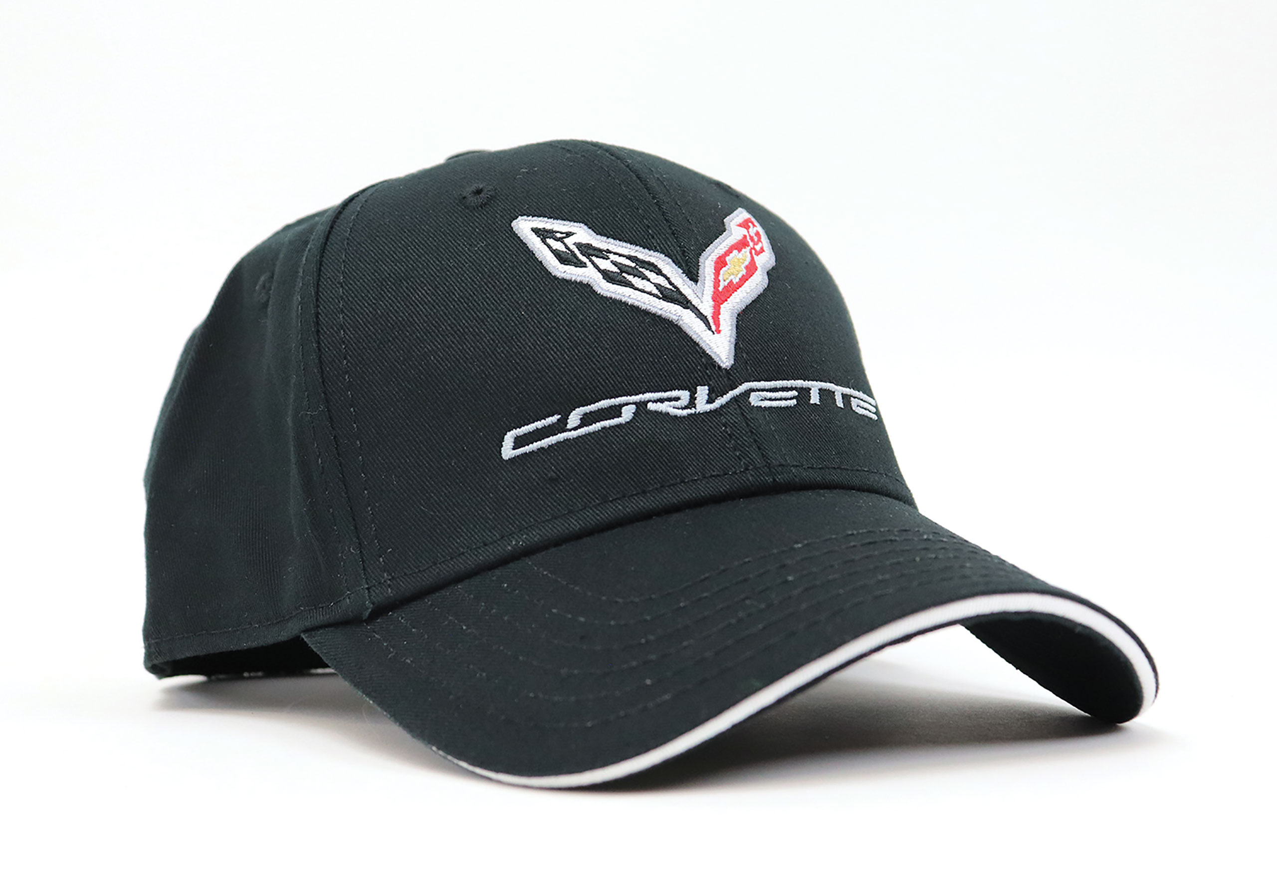 C7 2014-2019 Chevrolet Corvette Cap. Black W/C7 Logo & Script W/White Sand Brim - Auto Accessories of America