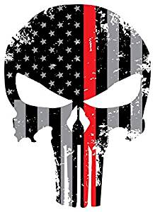 1953-2023 Chevrolet Corvette Tattered US Flag Punisher Skull Decal - Choose Style - CA