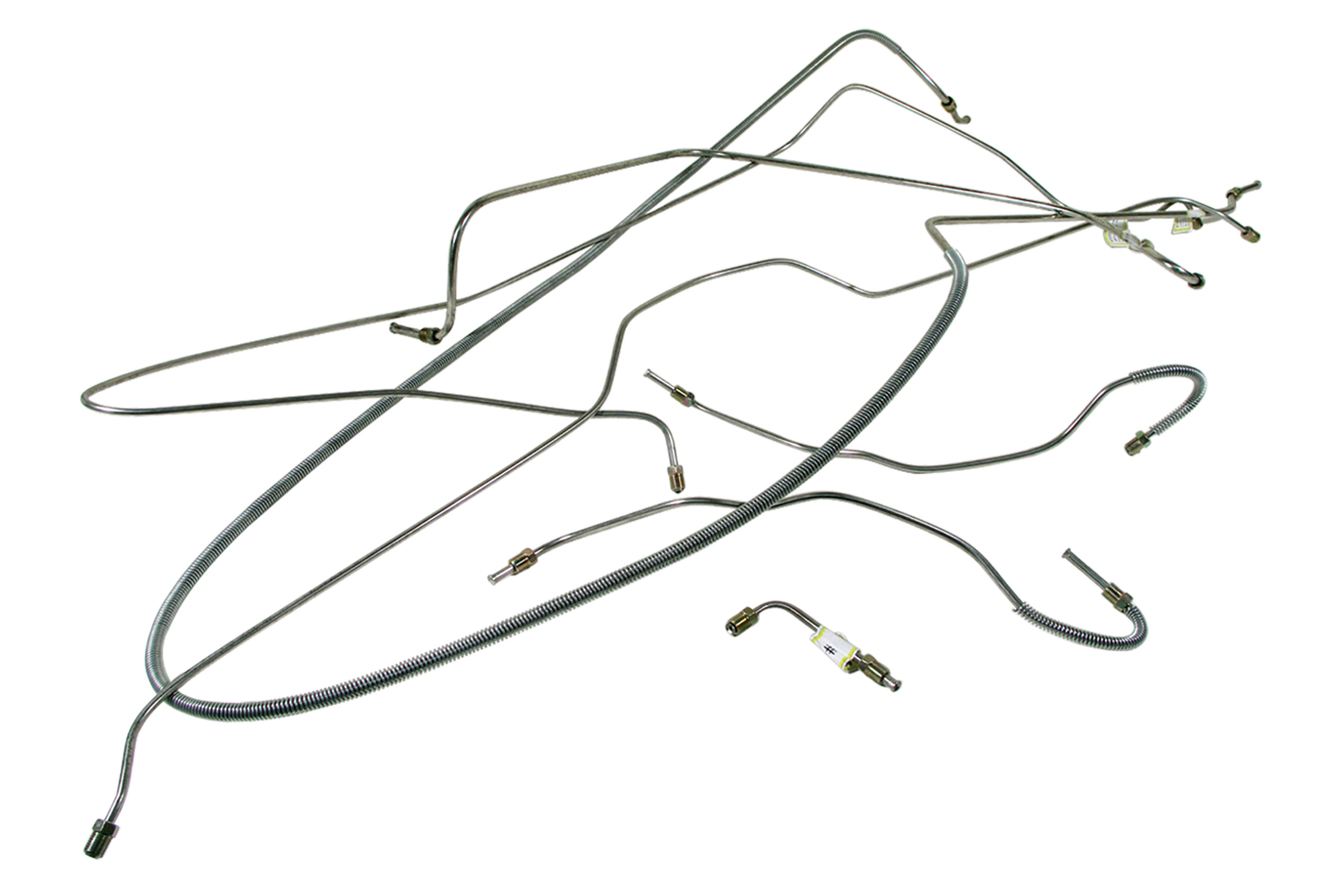 C2 1966 Chevrolet Corvette Brake Line Set. Stainless Steel W/O Power Brake 1/4 Inch - Corvette Stainless Steel Brakes