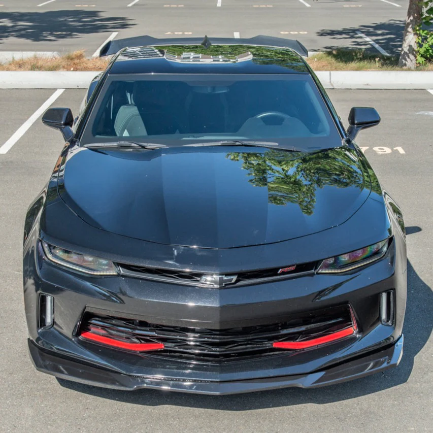thumbnail interactive-video image 1 of Matte Black Front Bumper Lip Splitter For 2016-2024 Chevy Camaro LT LS RS SS (GOGREB000004071) 1 of 5