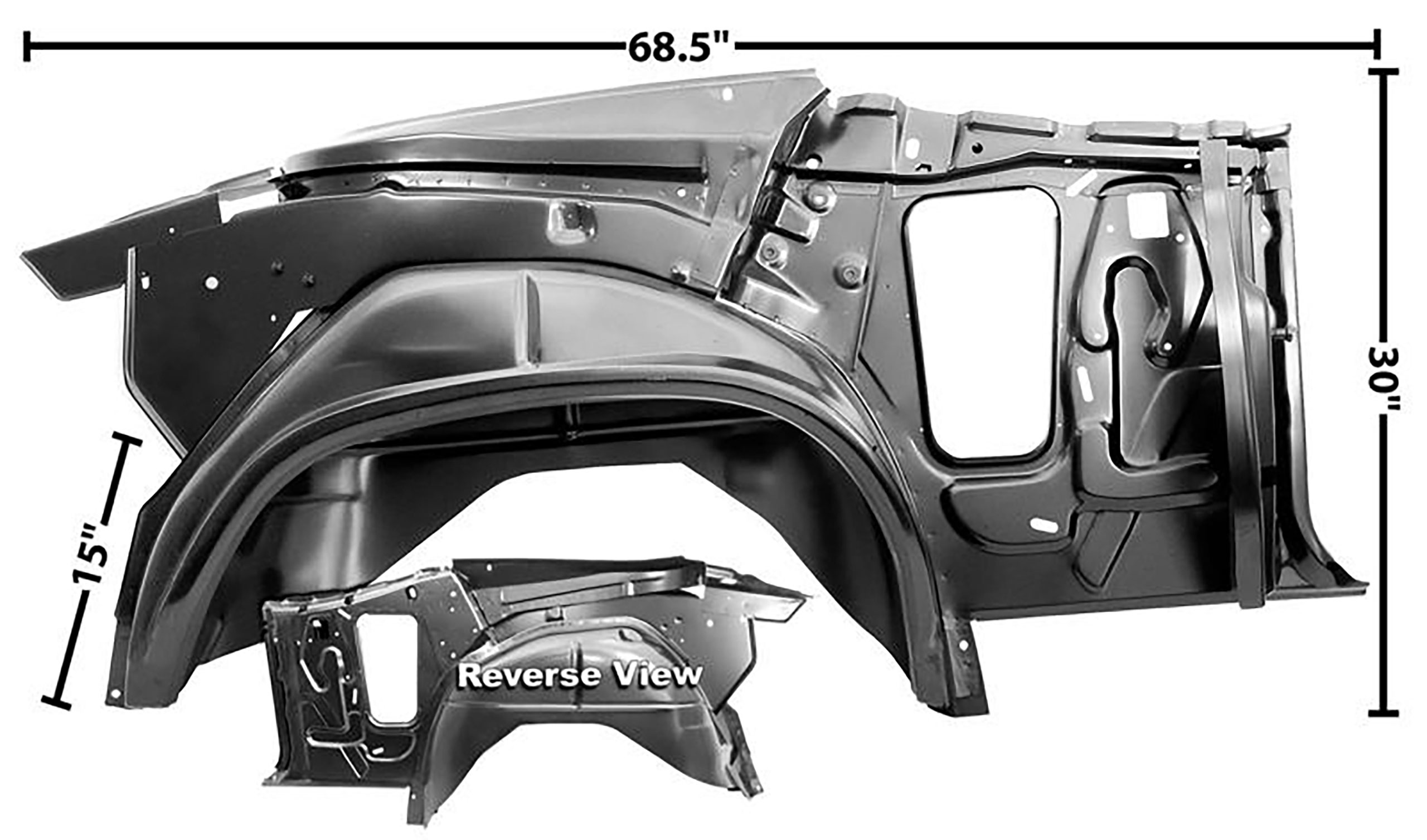Second Generation 1970-1972 Chevrolet Chevelle Quarter Panel/Wheelhouse Assembly, RH - 1417C - Dynacorn