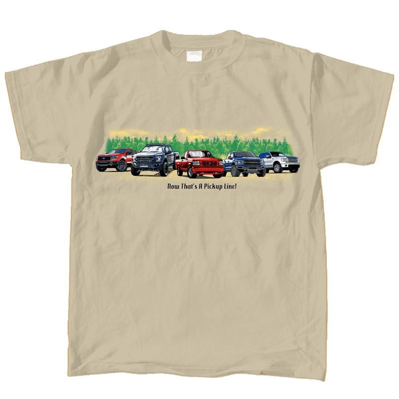 1953-2022 Ford F-Series Pickup Line Tan T-Shirt - Auto Accessories Of America