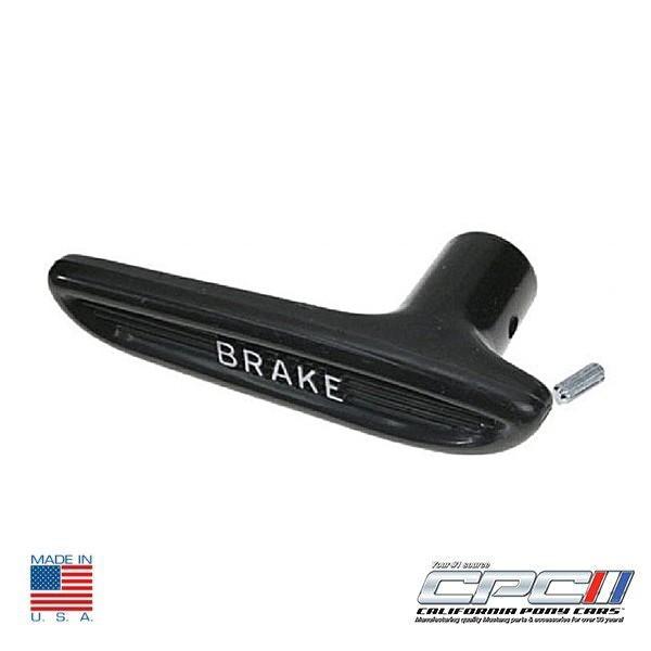 First Generation 1964-1966 Ford Mustang Parking Brake Handle Black, Ribbed Face With White Brake Lettering - California Pony Cars