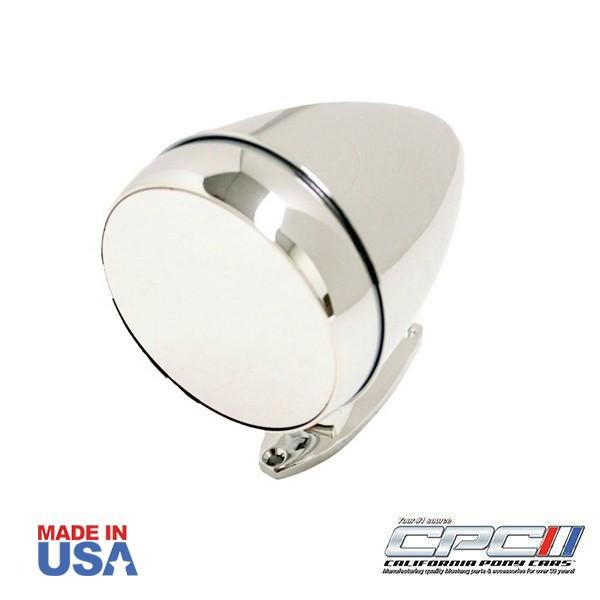 First Generation 1965-1967 Ford Mustang Shelby Bullet Mirror, Chrome, Convex Mirror, RH Side, Incl. Pads & Screws - California Pony Cars