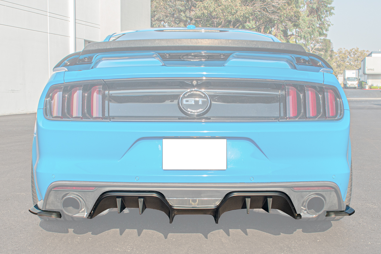 Sixth Generation 2015-2017 Ford Mustang Hydro Carbon Fiber Performance Package Rear Bumper Diffuser - 3pc Kit - Matte - EOS