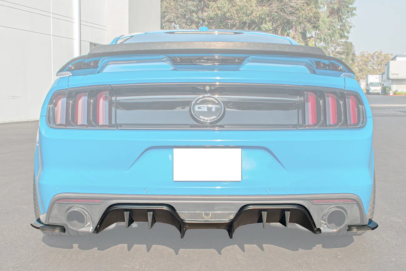 Sixth Generation 2015-2017 Ford Mustang Custom Painted Performance Package Rear Bumper Diffuser - 3pc Kit - EOS