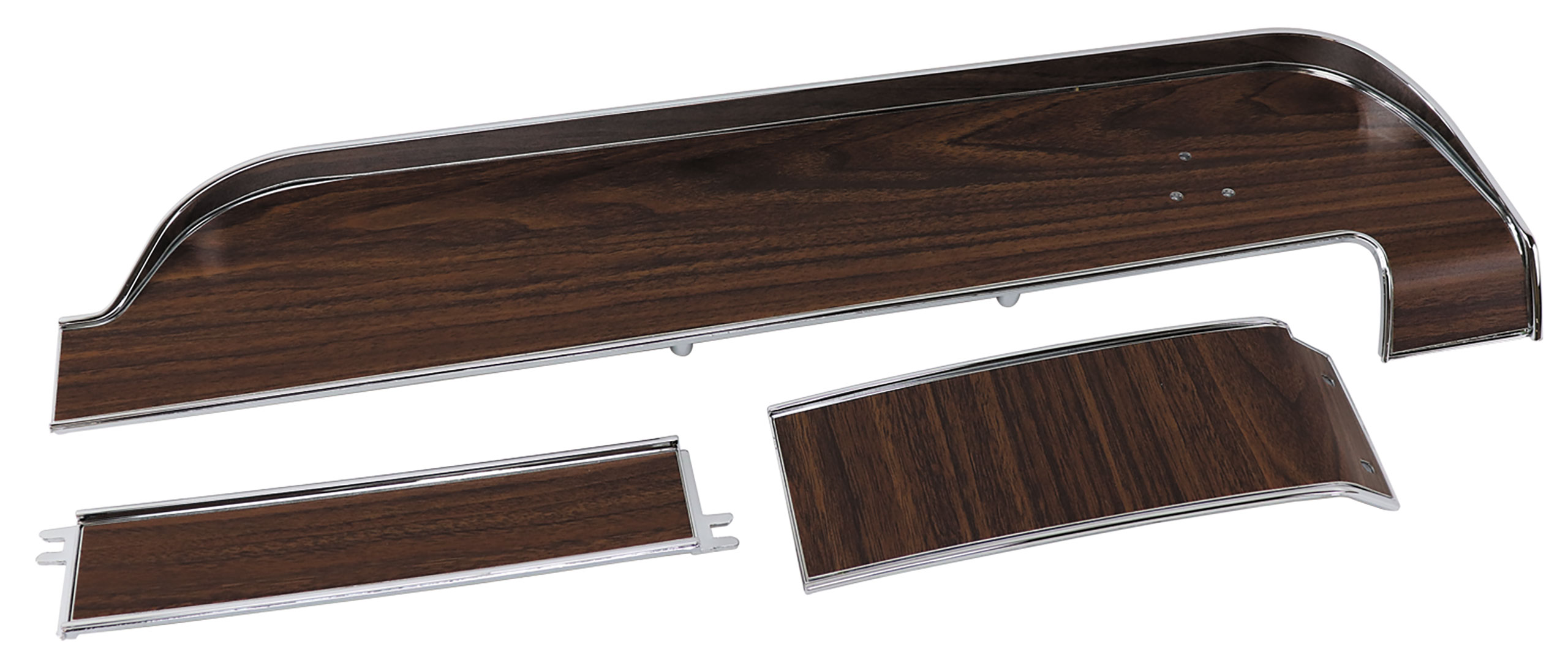First Generation 1968 Ford Mustang Deluxe Dash Panel Trim - 3 piece Set - W/Woodgrain Inserts - CA