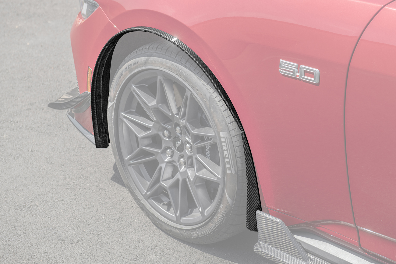 Seventh Generation 2024-2026 Ford Mustang Carbon Fiber XL Extended Front Fender Flare Extensions W/Mud Flaps - EOS