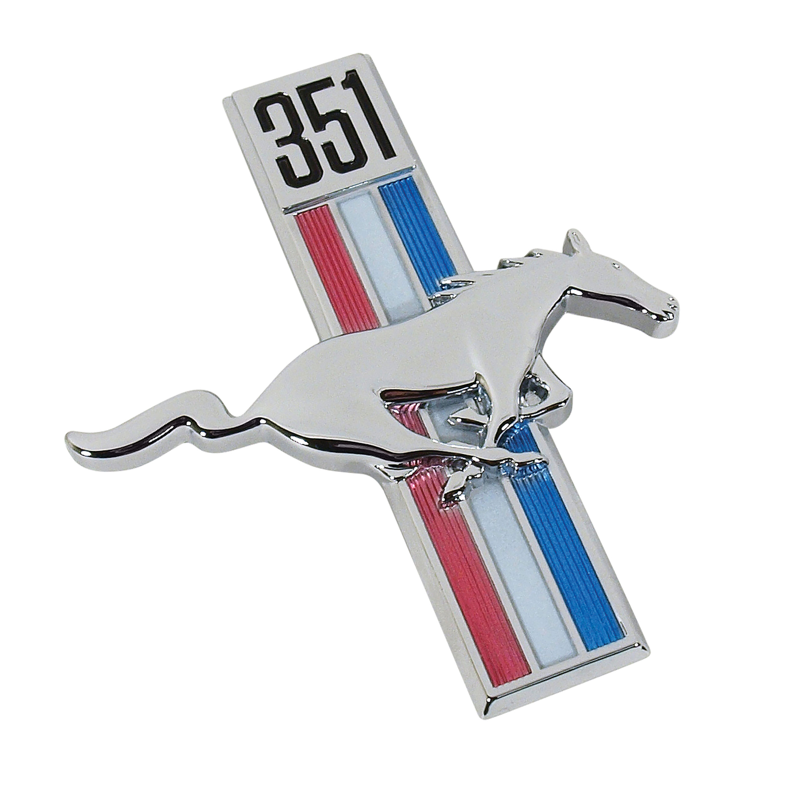First Generation 1967-1968 Ford Mustang 351 Running Horse Fender Emblem - Right Hand - C7ZZ-16228-W - Scott Drake