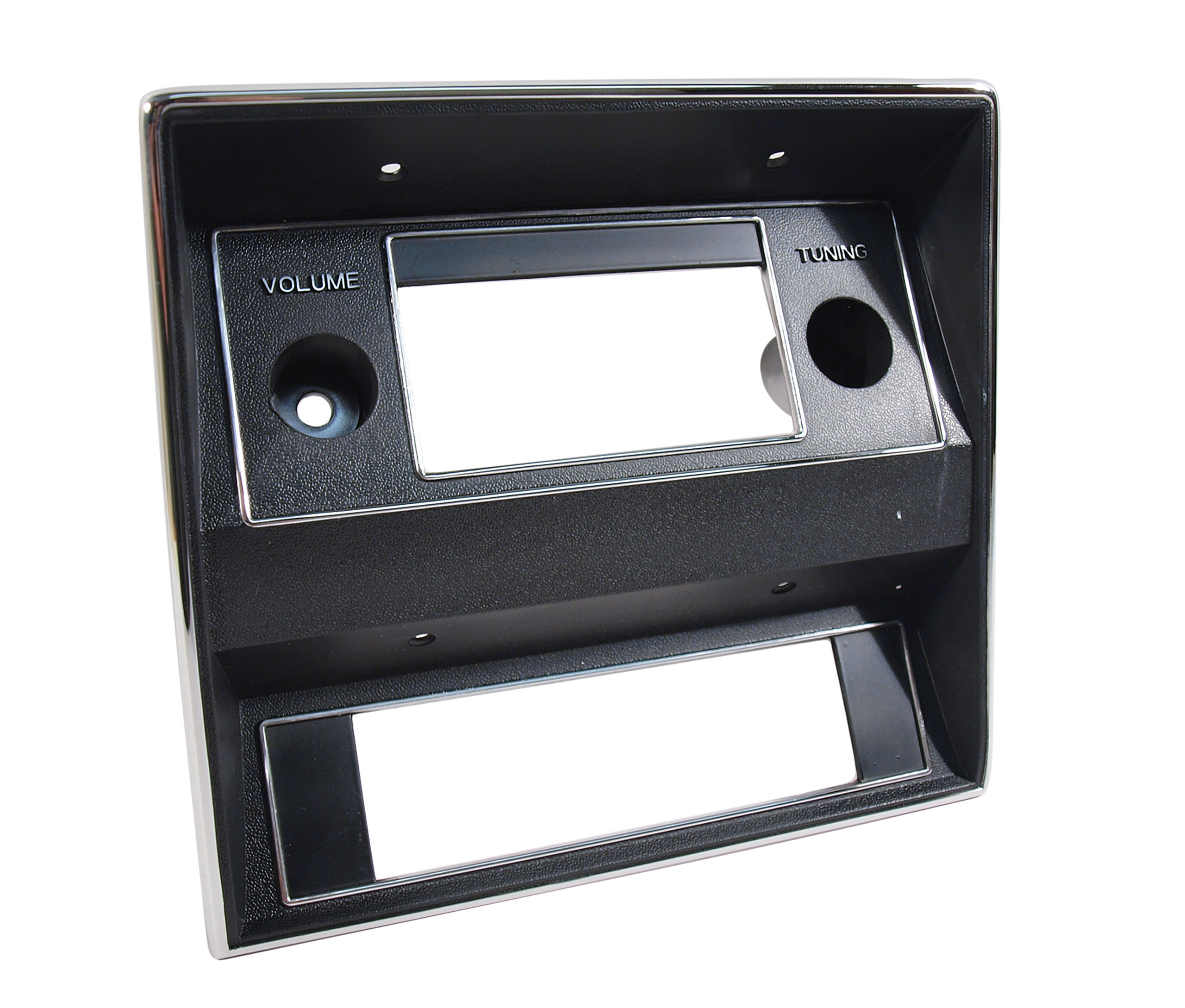 First Generation 1971-1973 Ford Mustang Radio Bezel - Black & Chrome - ACP