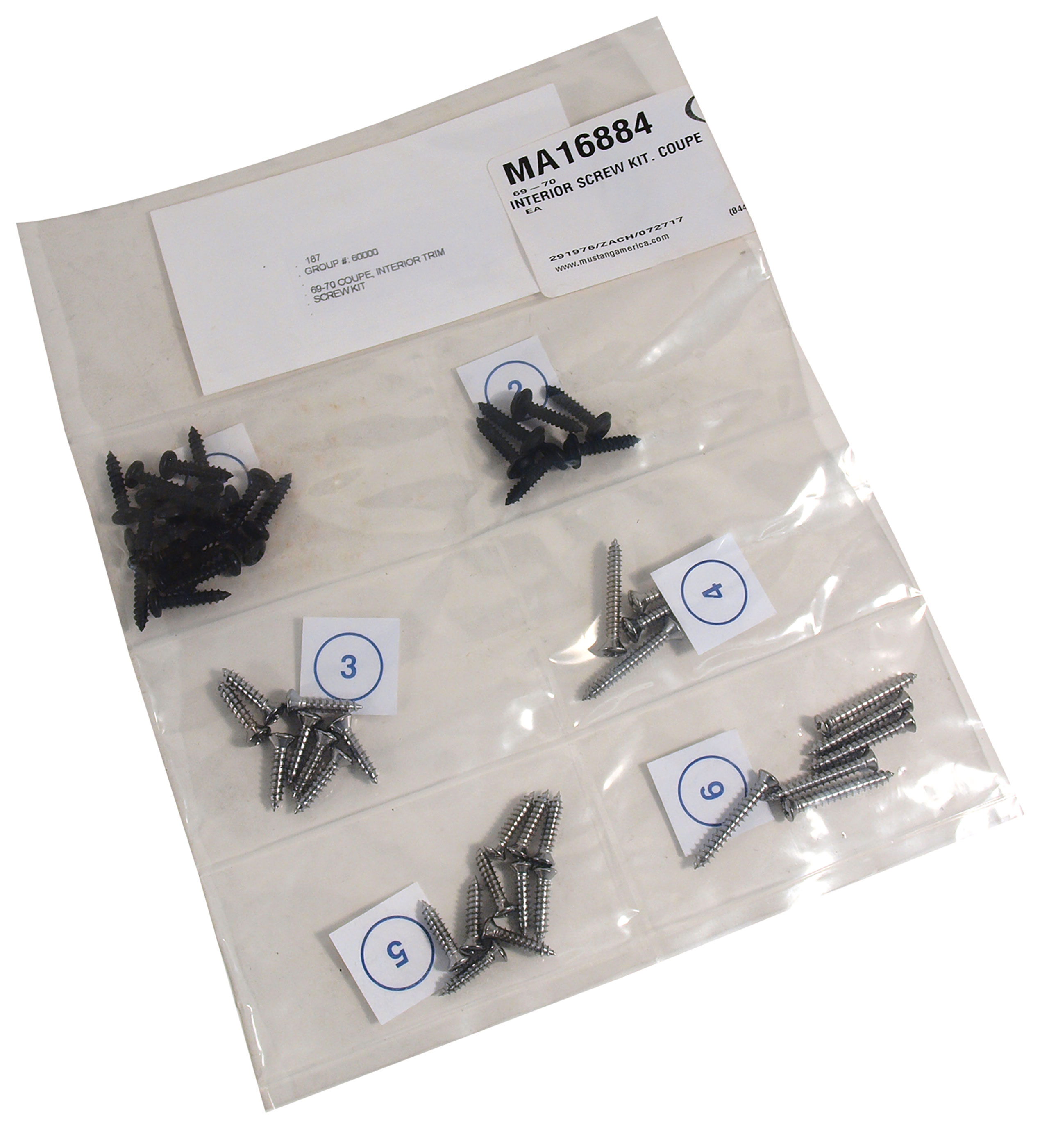 First Generation 1969-1970 Ford Mustang Interior Screw Kit - Coupe - CA