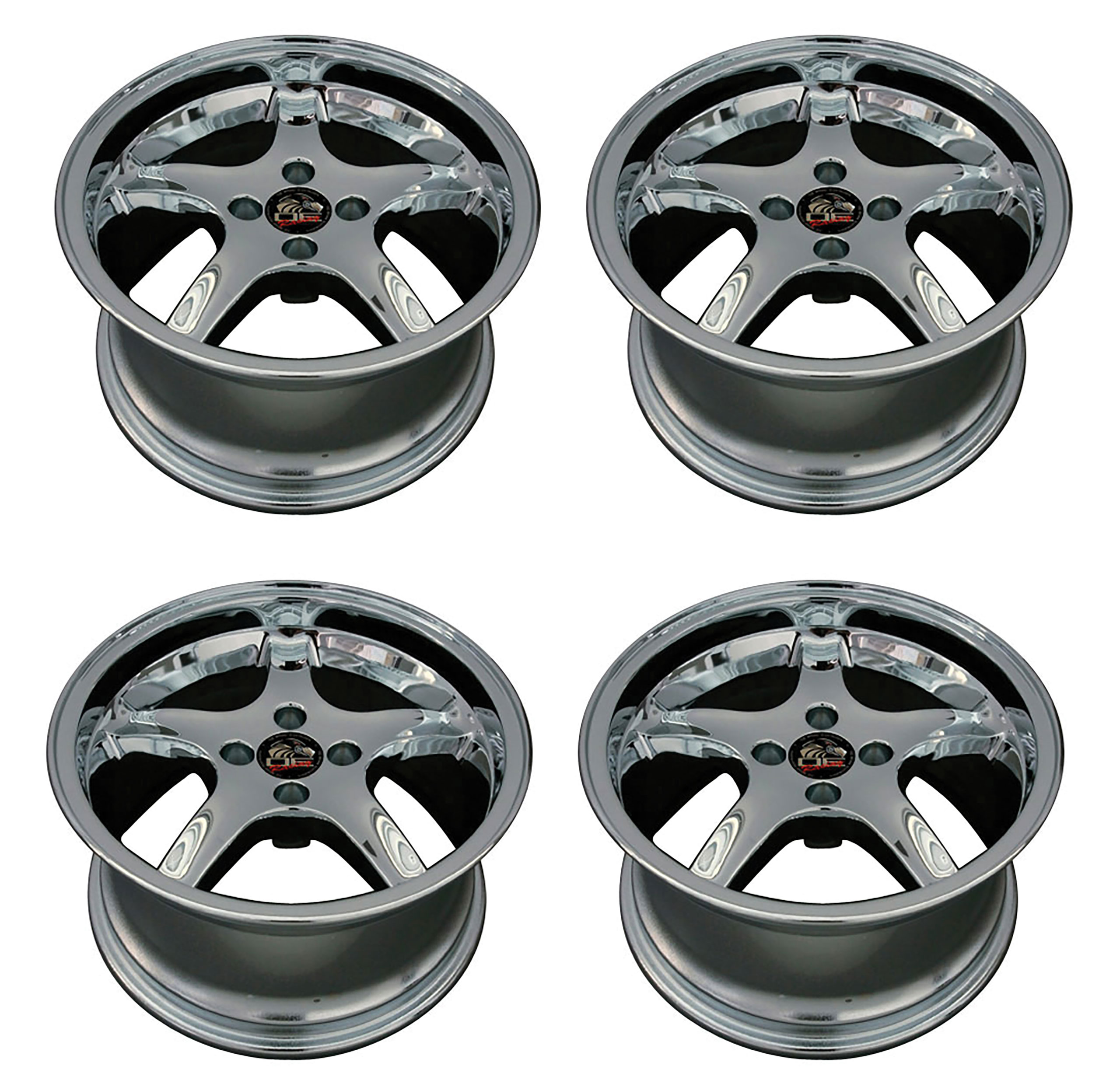 Third Generation 1979-1993 Ford Mustang Wheel Set, 17 1995 Cobra R Style 4  Lug In Chrome 9 - Auto Accessories of America