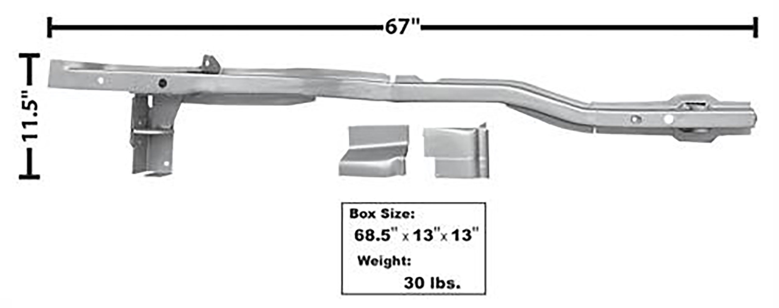 First Generation 1965-1970 Ford Mustang Rear Frame Rail For Mini Tubs, RH - 3601BA - Dynacorn