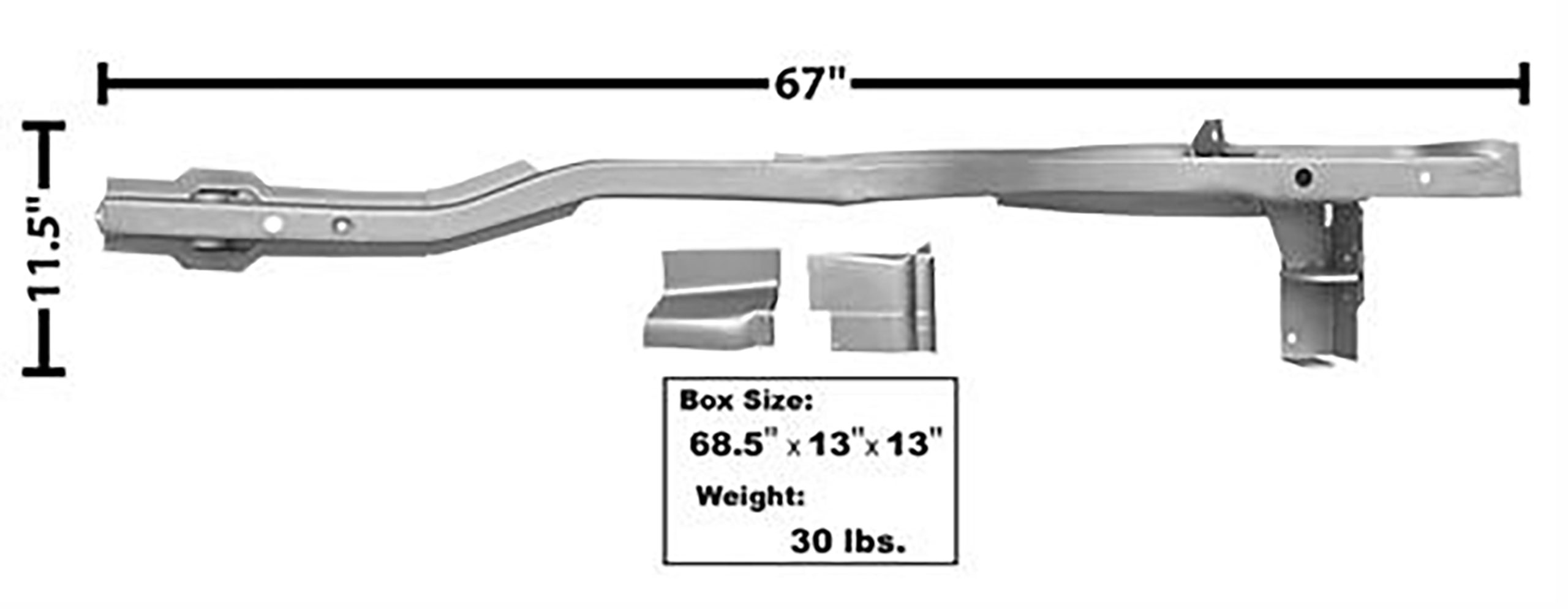 First Generation 1965-1970 Ford Mustang Rear Frame Rail For Mini Tubs, LH - 3601BB - Dynacorn