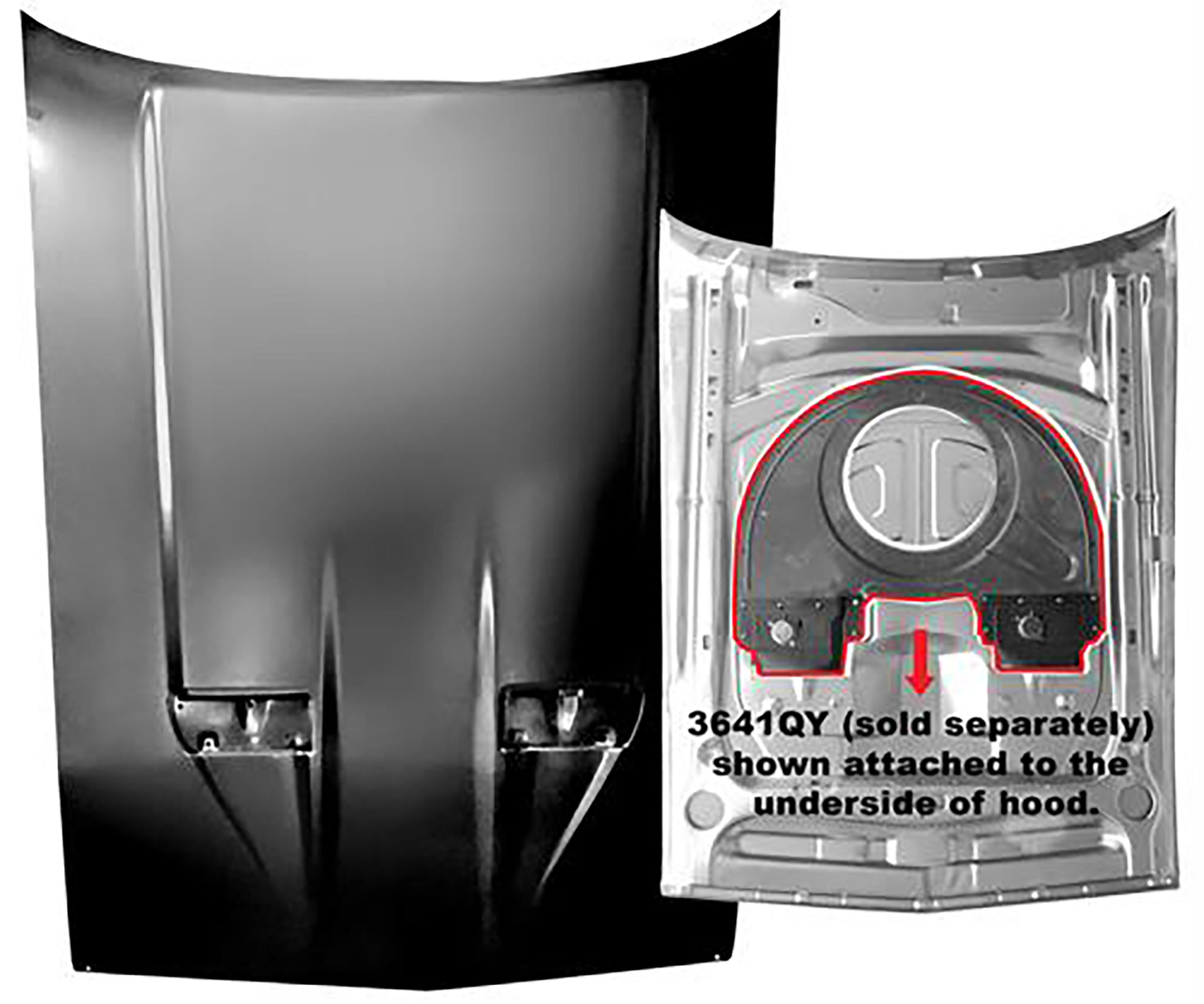 First Generation 1971-1973 Ford Mustang Steel Hood W/NACA Style Scoops - 3641Q - Dynacorn