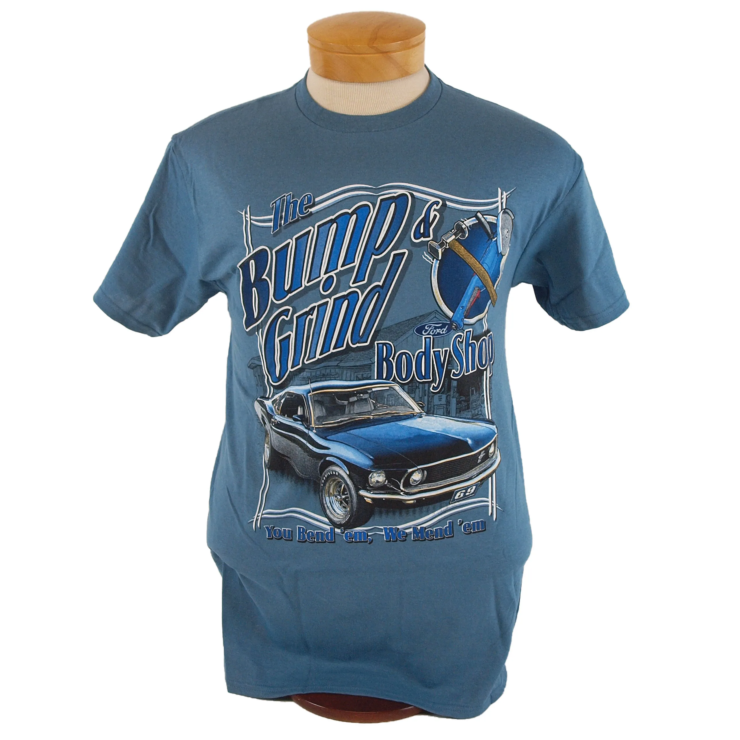 0000-2025 Ford Mustang T-Shirt - Mustang Bmp-N- Grnd Blu 2X - Auto Accessories of America
