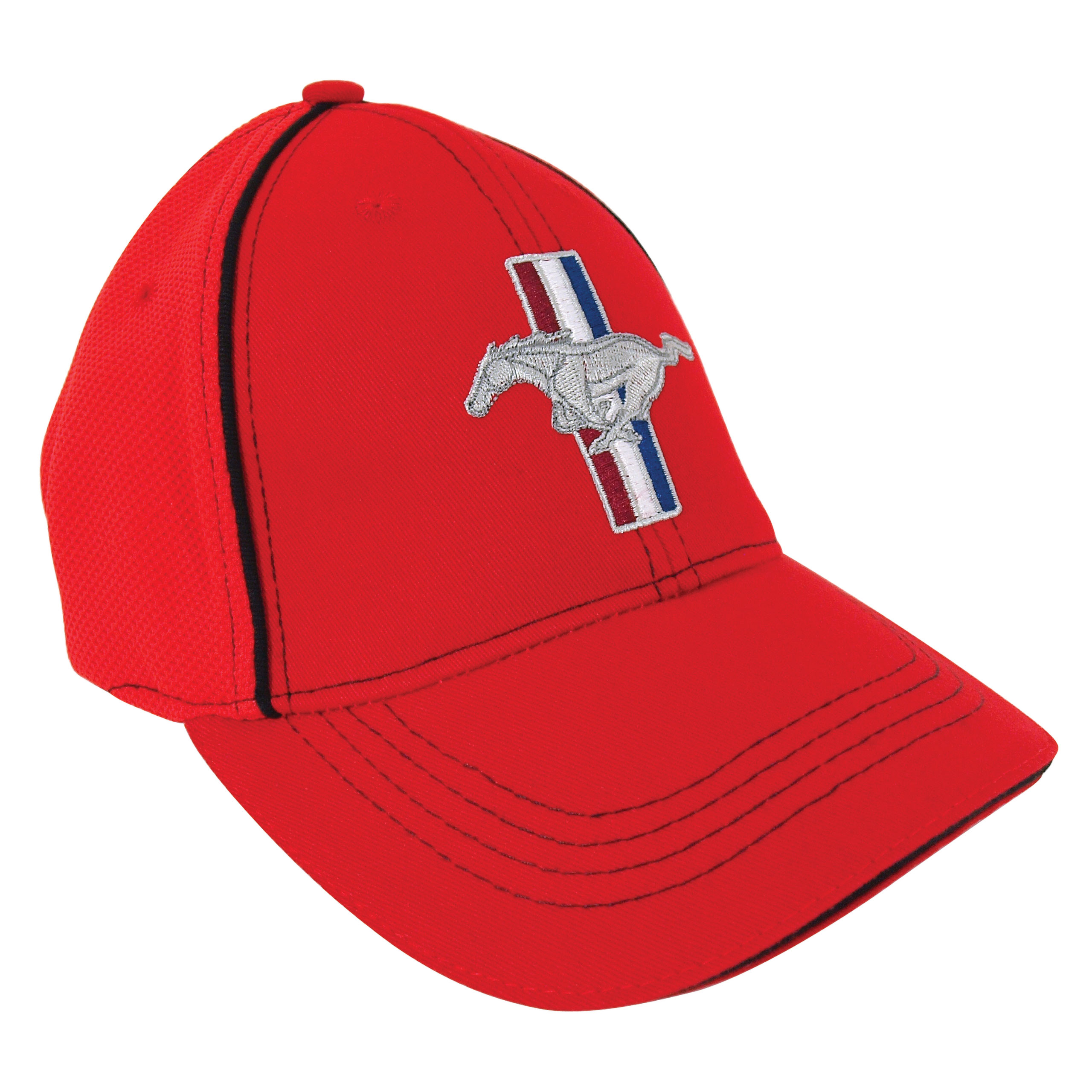 1964-2021 Ford Mustang Cap - Mustang Red Flexible Fabric W/Pony Logo LG/XL  - Auto Accessories of America