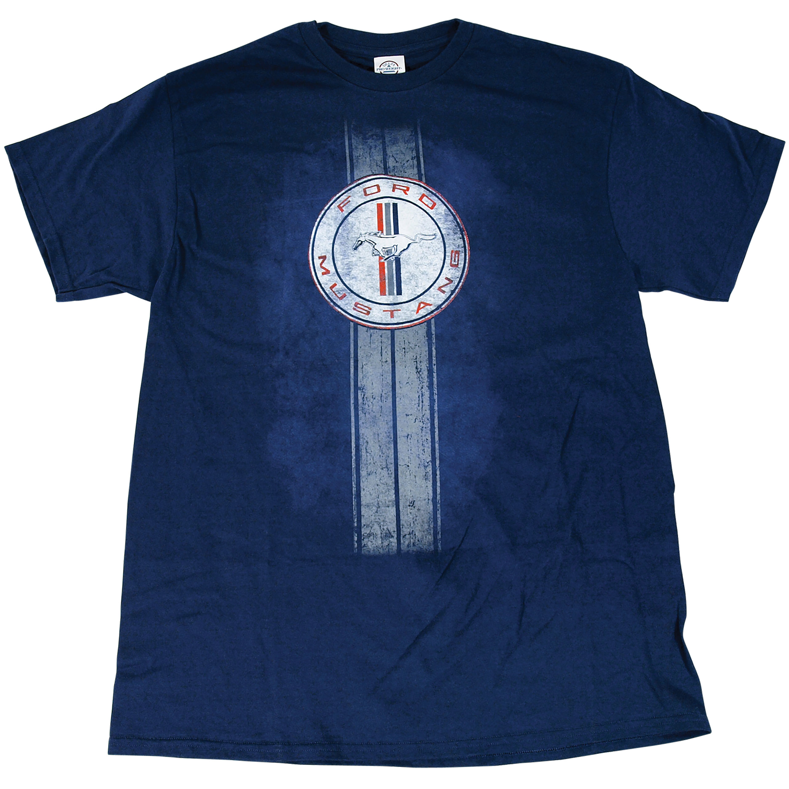 1964-2021 Ford Mustang T-Shirt - Mustang Tri-Bar Pony Logo - Navy - Large - Auto Accessories of America