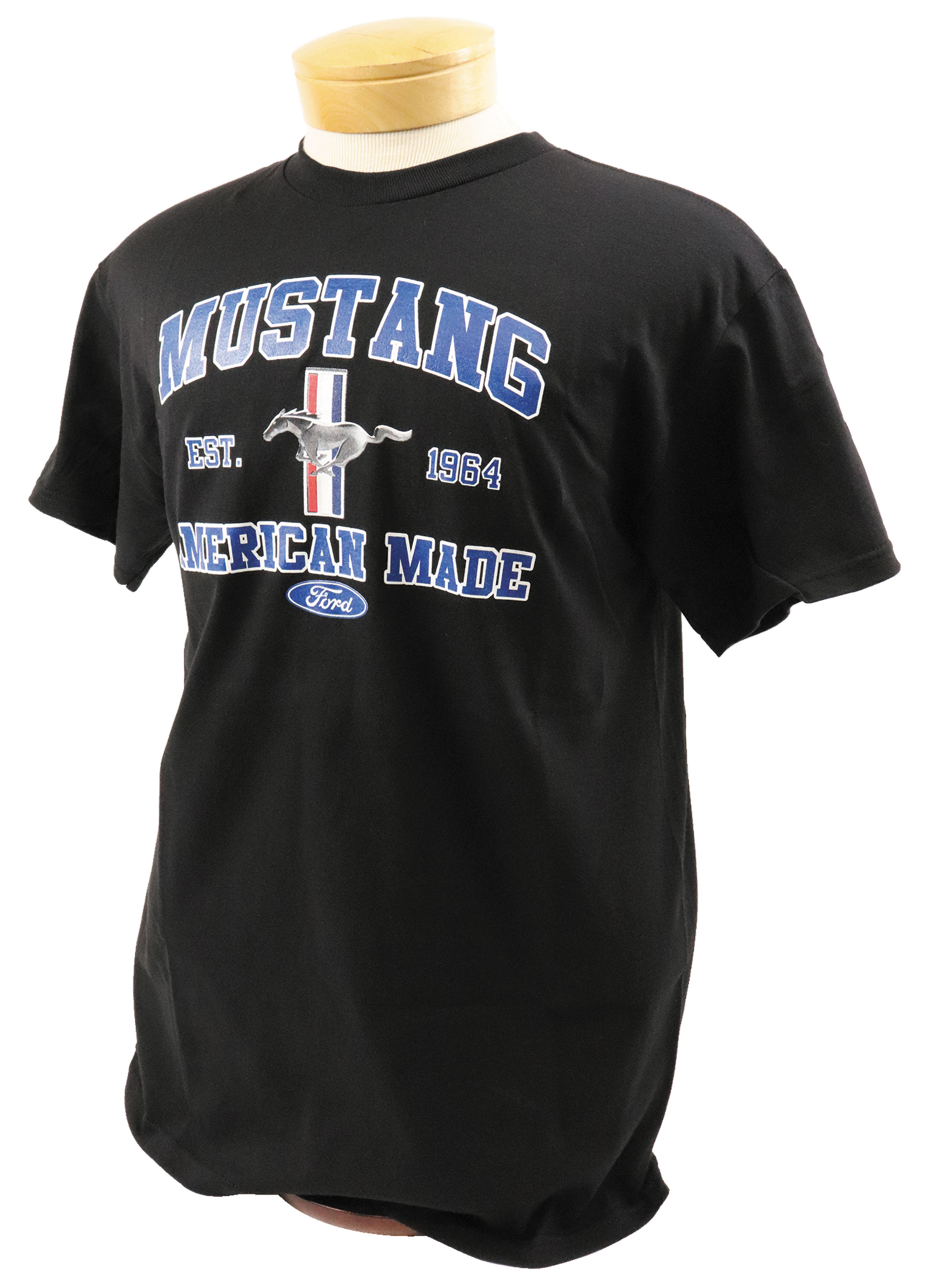 1964-2021 Ford Mustang American Made T-Shirt W/Tri-Bar Logo - Black - Choose Size - Auto Accessories Of America