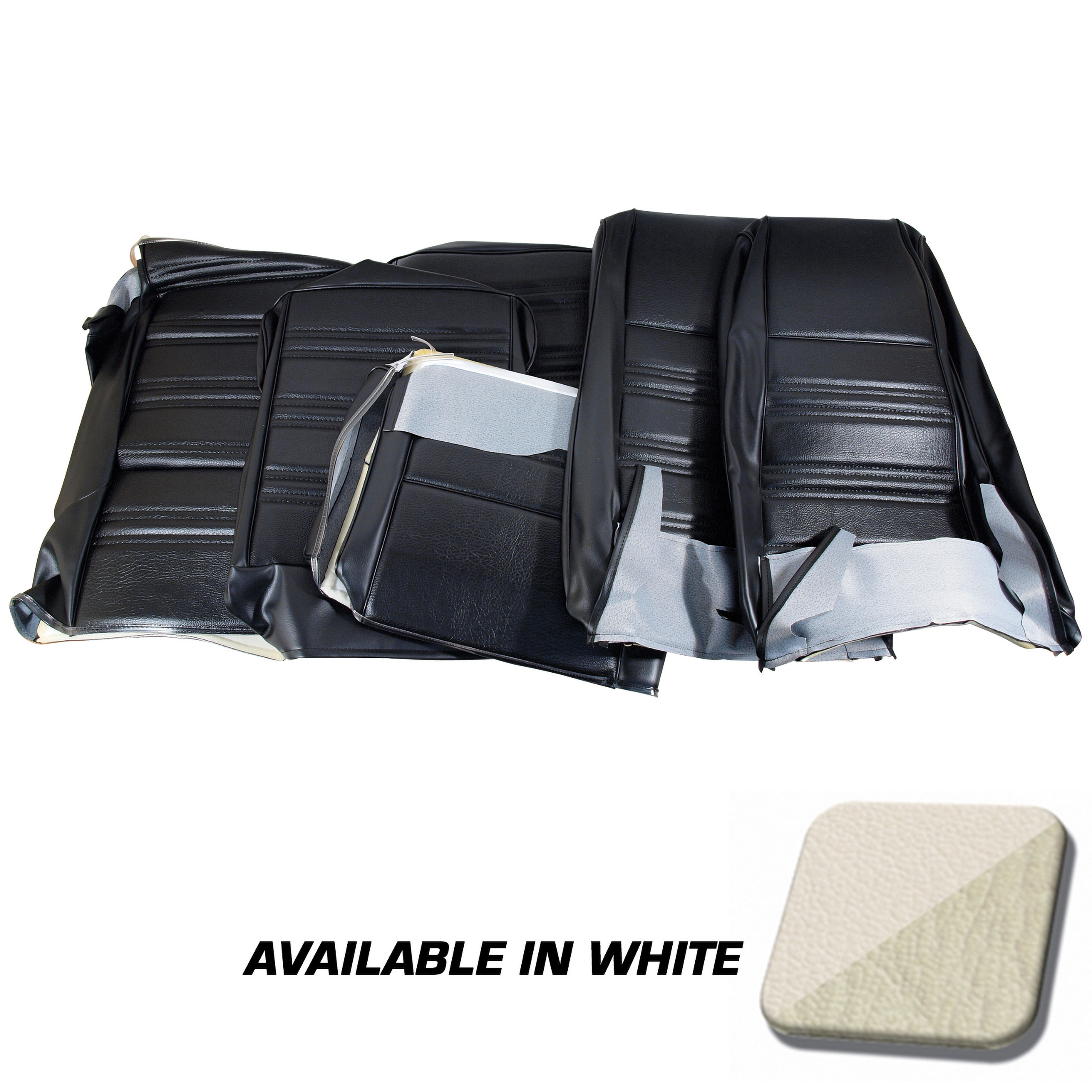First Generation 1970 Ford Mustang Conv Standard Front Buckets & Rear Seat Cover Set - White - TMI Products