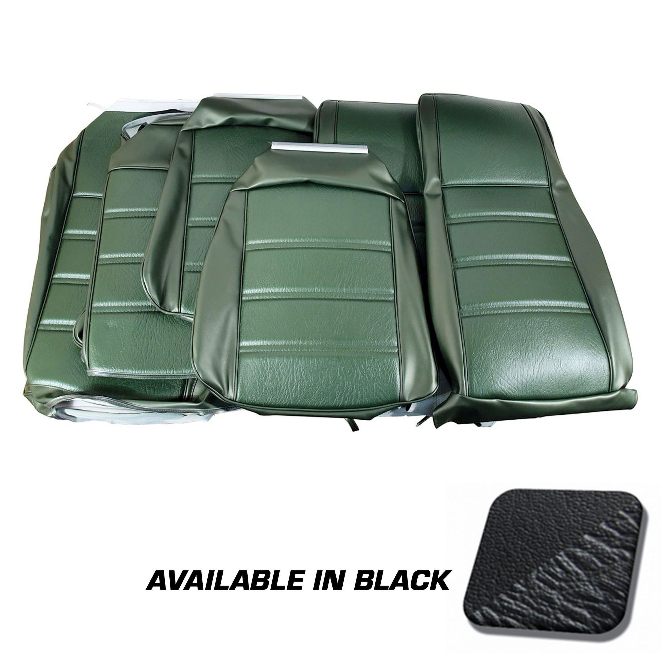 First Generation 1971-1973 Ford Mustang Conv Standard Front Buckets & Rear Seat Cover Set - Black - TMI Products